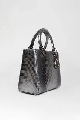 Metallic Lizard Skin Lady Dior Bag - #5