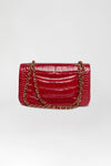 secondary Classic Crocodile Red Double Flap Bag