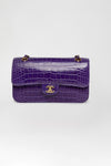 Classic Crocodile Purple Double Flap Bag