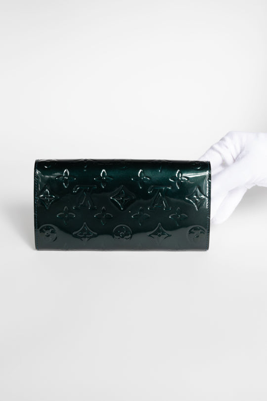 Authentic LV Monogram Dark Green Vernis Sarah Wallet for Sale in