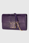 Croc-Embossed Purple T Clasp Chain Bag