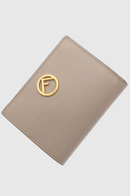 Beige Bi - Fold leather Compact Wallet - #1