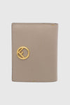 secondary Beige Bi - Fold leather Compact Wallet