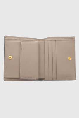 Beige Bi - Fold leather Compact Wallet - #4