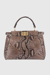 Fendi Beige Python Peekaboo Top Handle Bag