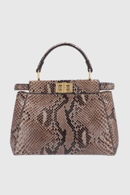 Fendi Beige Python Peekaboo Top Handle Bag - #1