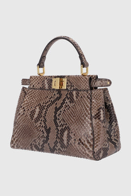 Fendi Beige Python Peekaboo Top Handle Bag - #3