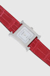 secondary Heure H watch with Red Croco Strap