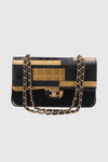 Chanel Crocodile Python Calfskin Embossed Medium Boy Flap Black Gold