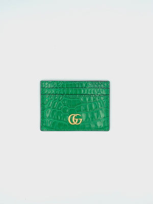 Green GG Marmont Petite Alligator Card Holder - #1