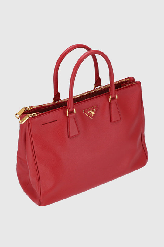Black/fiery Red Small Saffiano Leather Prada Panier Bag | PRADA